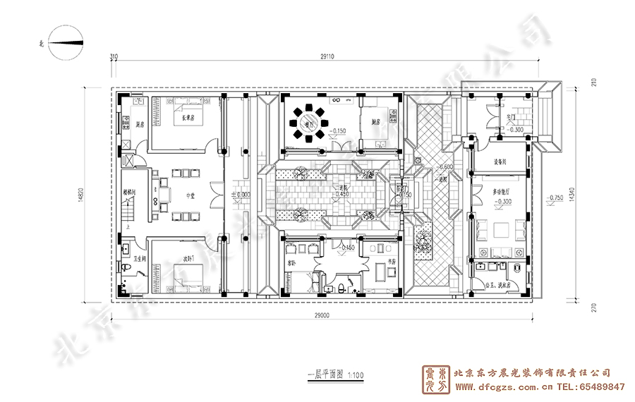 四合院設計圖-一層平面圖