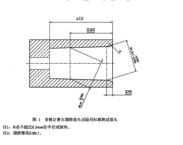 非鎖定魯爾圓錐接頭試驗用標準測試接頭